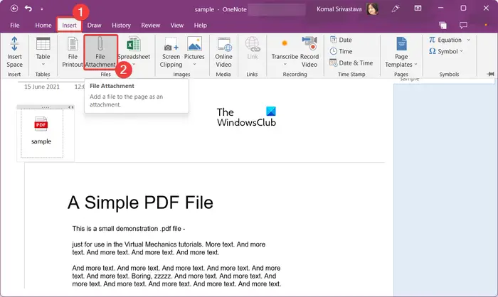 Paano mag-import ng PDF sa OneNote sa Windows 11/10?
