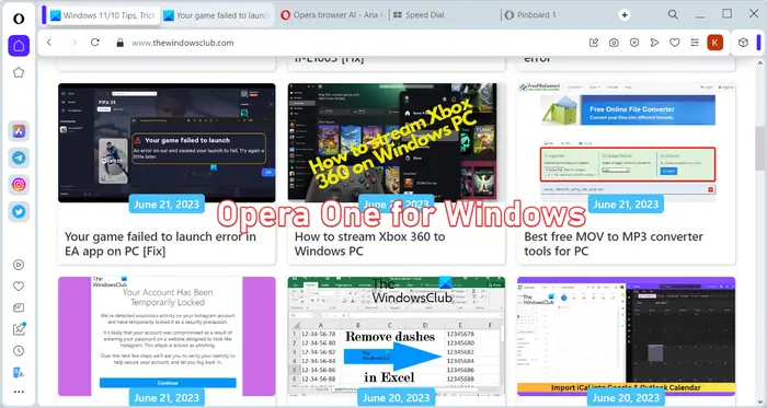 Navigateur Opera One pour PC Windows : nouvelles fonctionnalités