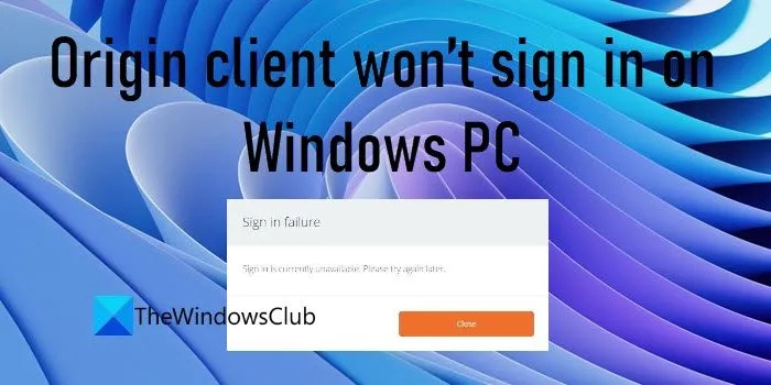 Klient Origin se nepřihlásí na počítači se systémem Windows