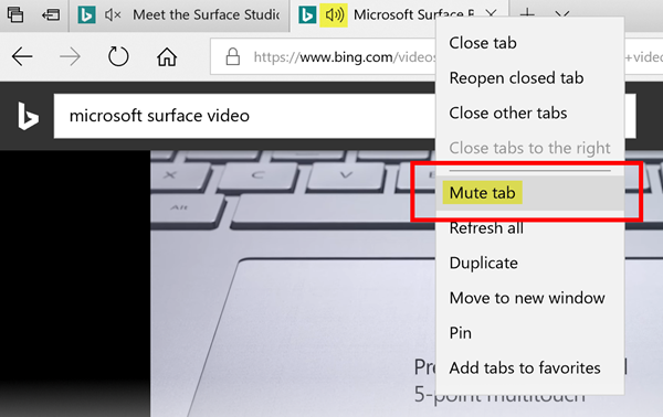 Een tabblad dempen in Microsoft Edge op Windows 10