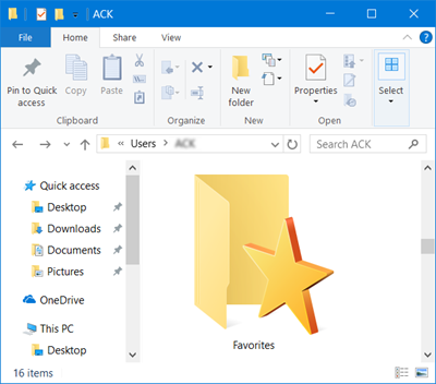 Избрани или липсващи предпочитани в Internet Explorer на Windows 10