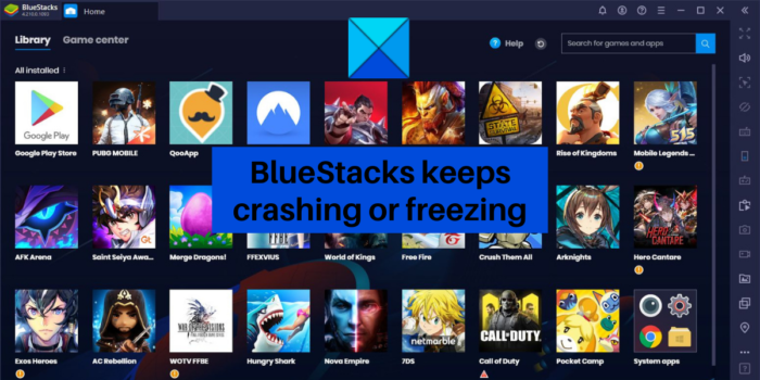 BlueStacks blijft bevriezen of bevriezen op Windows-pc