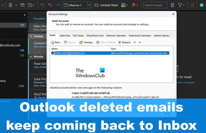 Les e-mails supprimés d'Outlook reviennent sans cesse dans la boîte de réception