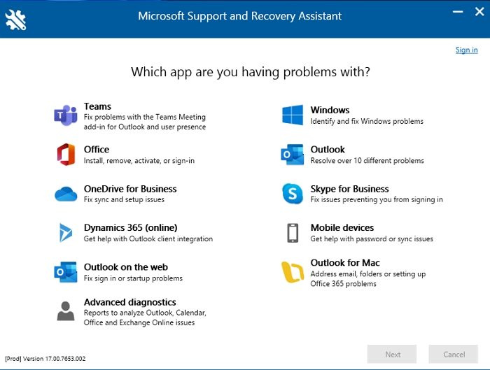Microsoft समर्थन पुनर्प्राप्ति सहायक