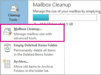   „Outlook“ pašto dėžutės valymas