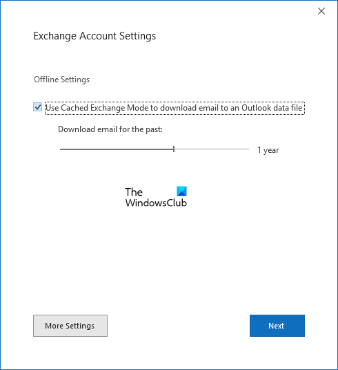 Aktiver cachelagret Exchange-tilstand i Outlook