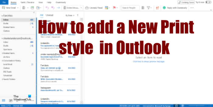 Jak dodać nowy styl drukowania do programu Outlook