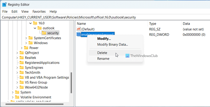 Opraviť možnosť Zapamätať si heslo v programe Outlook chýba