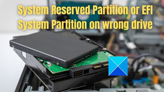 Systemreserverad partition eller EFI-systempartition på fel enhet