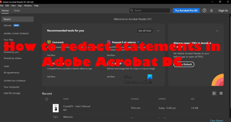 Adobe Acrobat DC에서 문을 편집하는 방법
