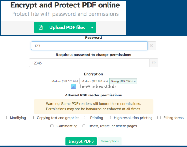 Sejda rīks PDF aizsardzībai ar paroli