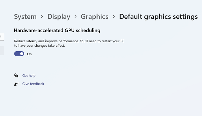 Windows GPU திட்டமிடல் வன்பொருள் முடுக்கம்