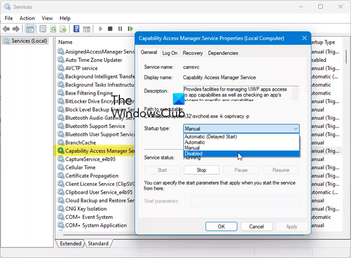 Utilisation élevée du processeur par Capability Access Manager Service dans Windows 11
