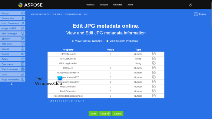 ASPOSE JPG редактор на метаданни
