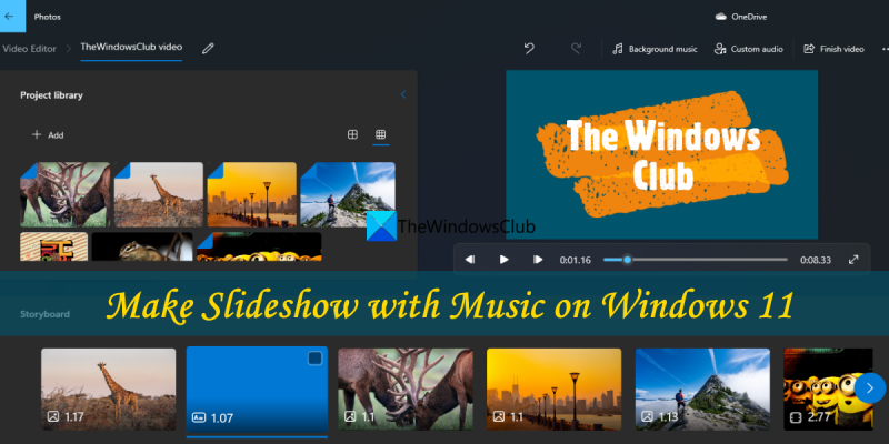 ustvarite diaprojekcijo z glasbo Windows 11