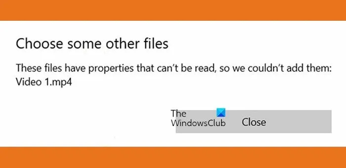 Тези файлове имат свойства, които не могат да бъдат прочетени