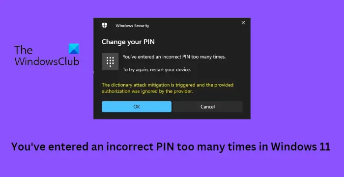   Ty've entered an incorrect PIN too many times in Windows 11