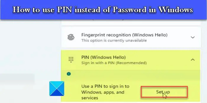 Jak używać kodu PIN zamiast hasła w systemie Windows 11/10