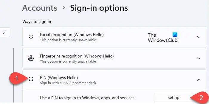   PIN-optie instellen in Windows