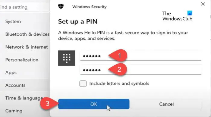   Установка PIN-кода в Windows