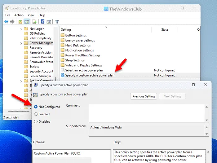   Gali't change or create a new Power Plan in Windows 11