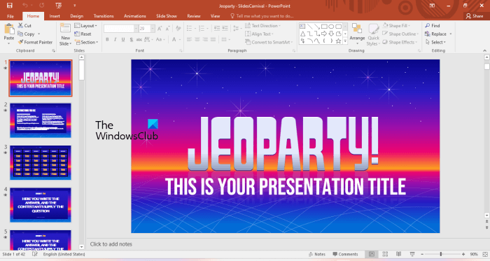 Шаблон за игра на Jeoparty PowerPoint