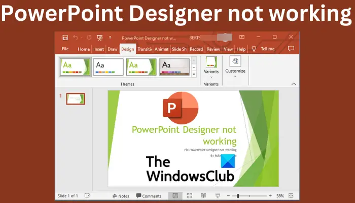 PowerPoint Designer werkt niet