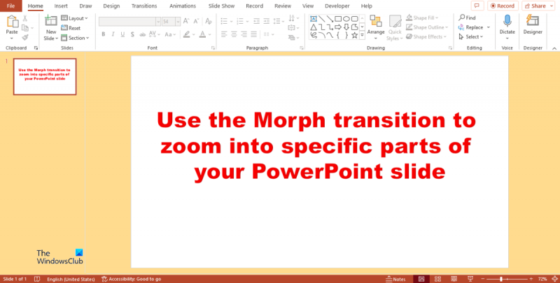 Kako omogočiti in uporabiti prehod Morph v PowerPointu