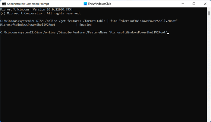 Com desactivar PowerShell v2 a Windows 11/10