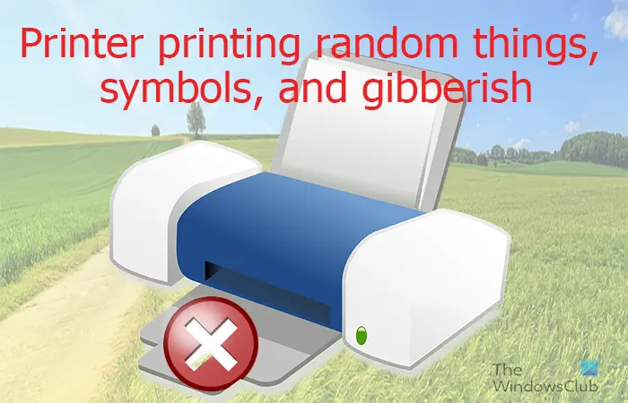 Pencetak mencetak perkara rawak, simbol dan omong kosong