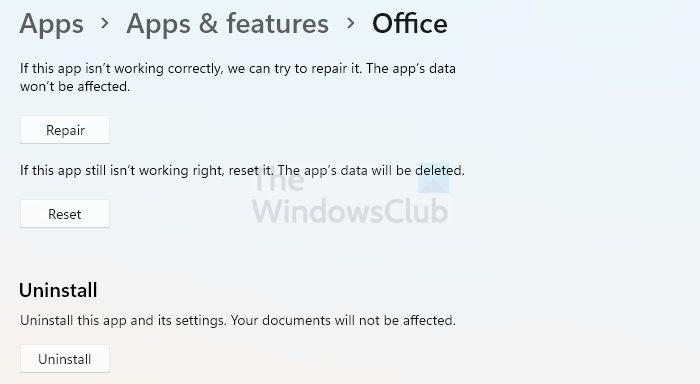 Reparieren Sie Microsoft Office