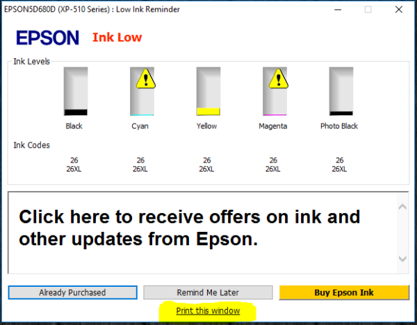 Epson in lage fout