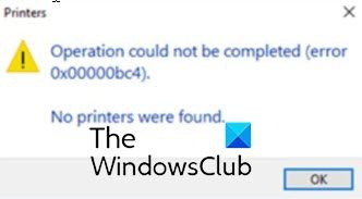 Oprava 0x00000bc4, V ​​systému Windows 11 nebyly nalezeny žádné tiskárny