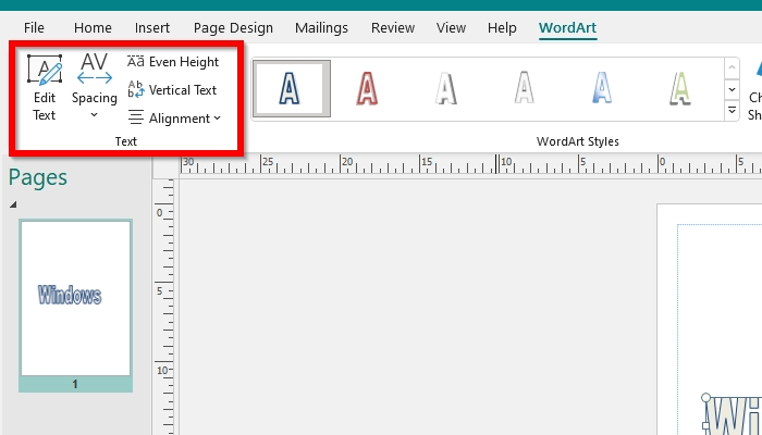 Kaip įterpti ir modifikuoti WordArt į Publisher