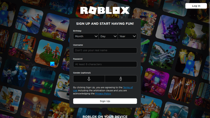 Înscrieți-vă la Roblox