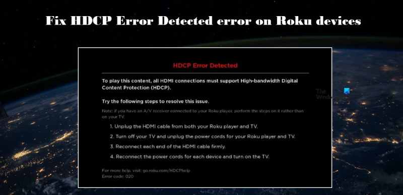   Erreur HDCP Erreur détectée sur les appareils Roku