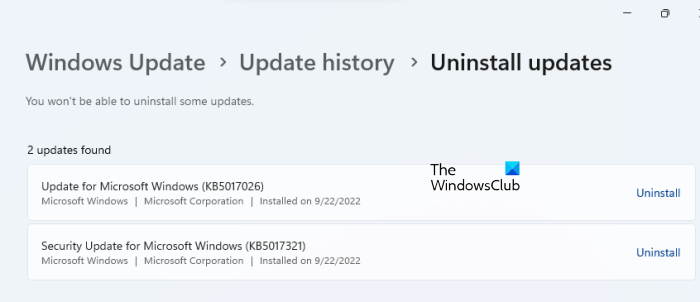 Désinstaller les mises à jour de Windows 11