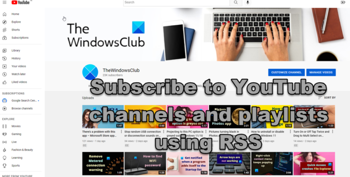 Comment obtenir le flux RSS de la chaîne YouTube