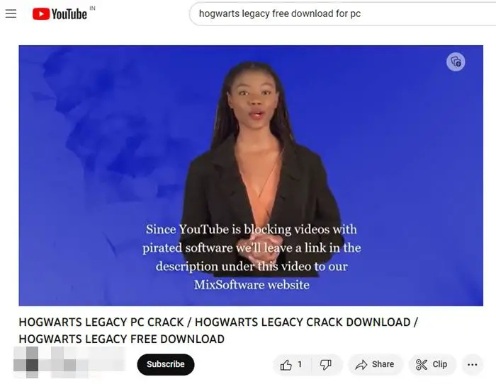   Видеоклип с измама в YouTube, генериран от AI
