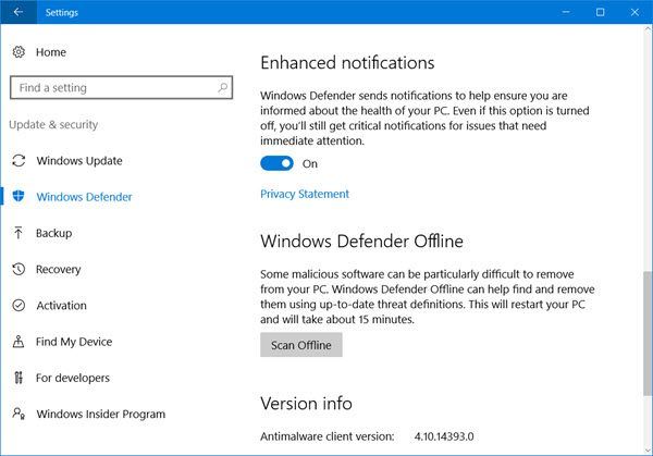 Comment effectuer une analyse hors ligne de Windows Defender lors du démarrage dans Windows 10