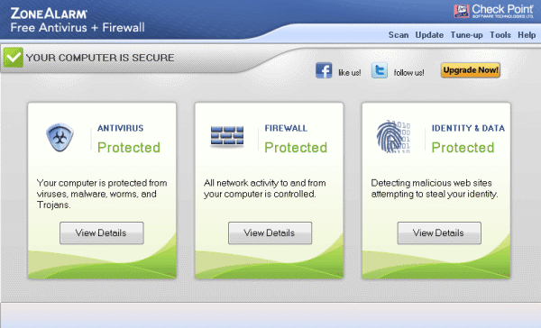 Aperçu et téléchargement de ZoneAlarm Free Antivirus + Firewall pour Windows