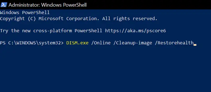   DISM Scan PowerShell