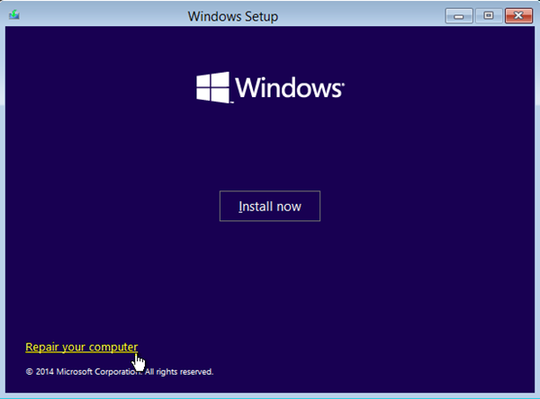  reparați configurarea Windows a computerului