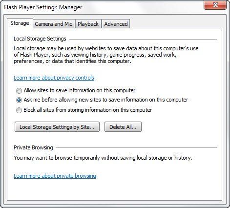 Administrar y comprender la configuración de Flash Player en Windows 10