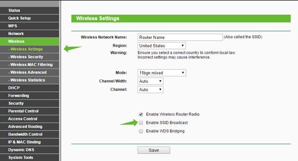 Kā iespējot vai atspējot SSID pārraidi Wi-Fi maršrutētājā