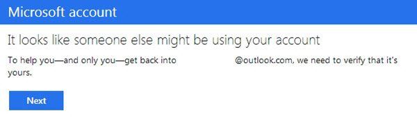 Näib, et keegi teine ​​võib teie kontot kasutada: Outlook, SkyDrive, Xbox