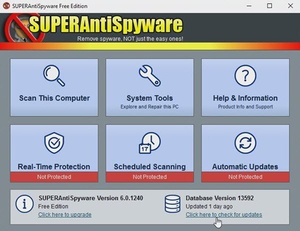 SUPERAntiSpyware Review: இலவச ஸ்பைவேர், ransomware & தீம்பொருள் அகற்றும் மென்பொருள்
