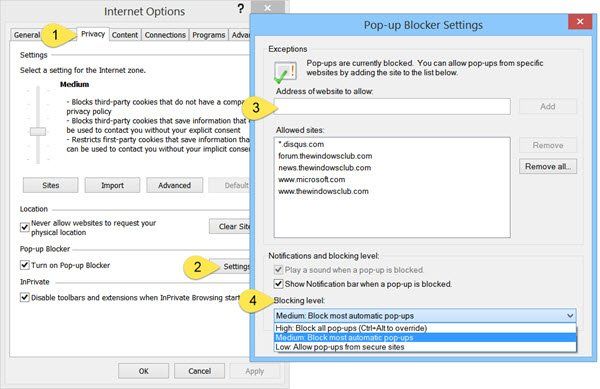 bloquer les fenêtres contextuelles dans Internet Explorer