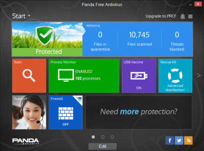 Panda tasuta viirusetõrje Windows 10 jaoks