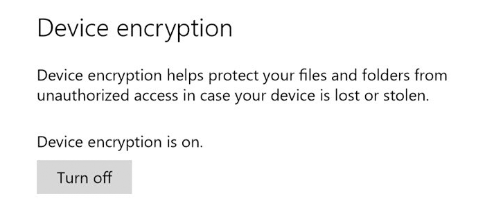 Windows 10 でデバイスの暗号化をオンまたはオフにする方法